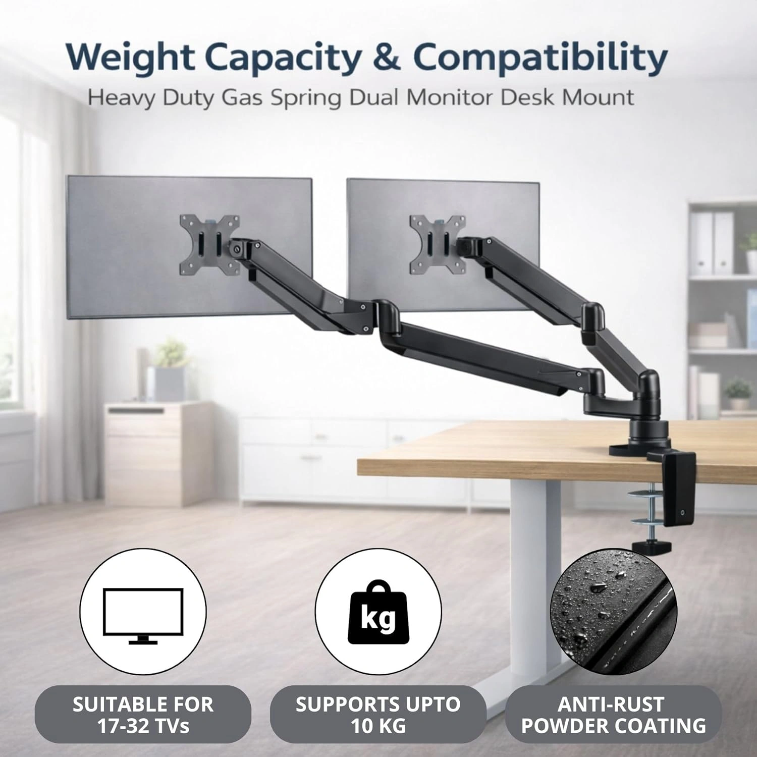 LED Monitor Mount Stand For LED 17"- 32" with Gas Spring Desk Arm view 2